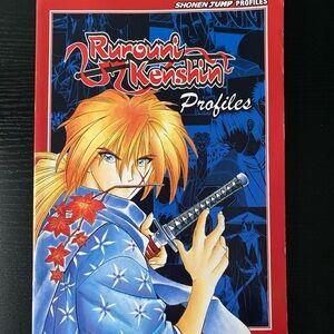 Rurouni Kenshin Profiles Art Print - Blue & Red Manga Cover